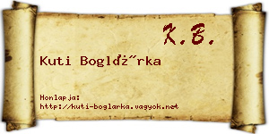 Kuti Boglárka névjegykártya